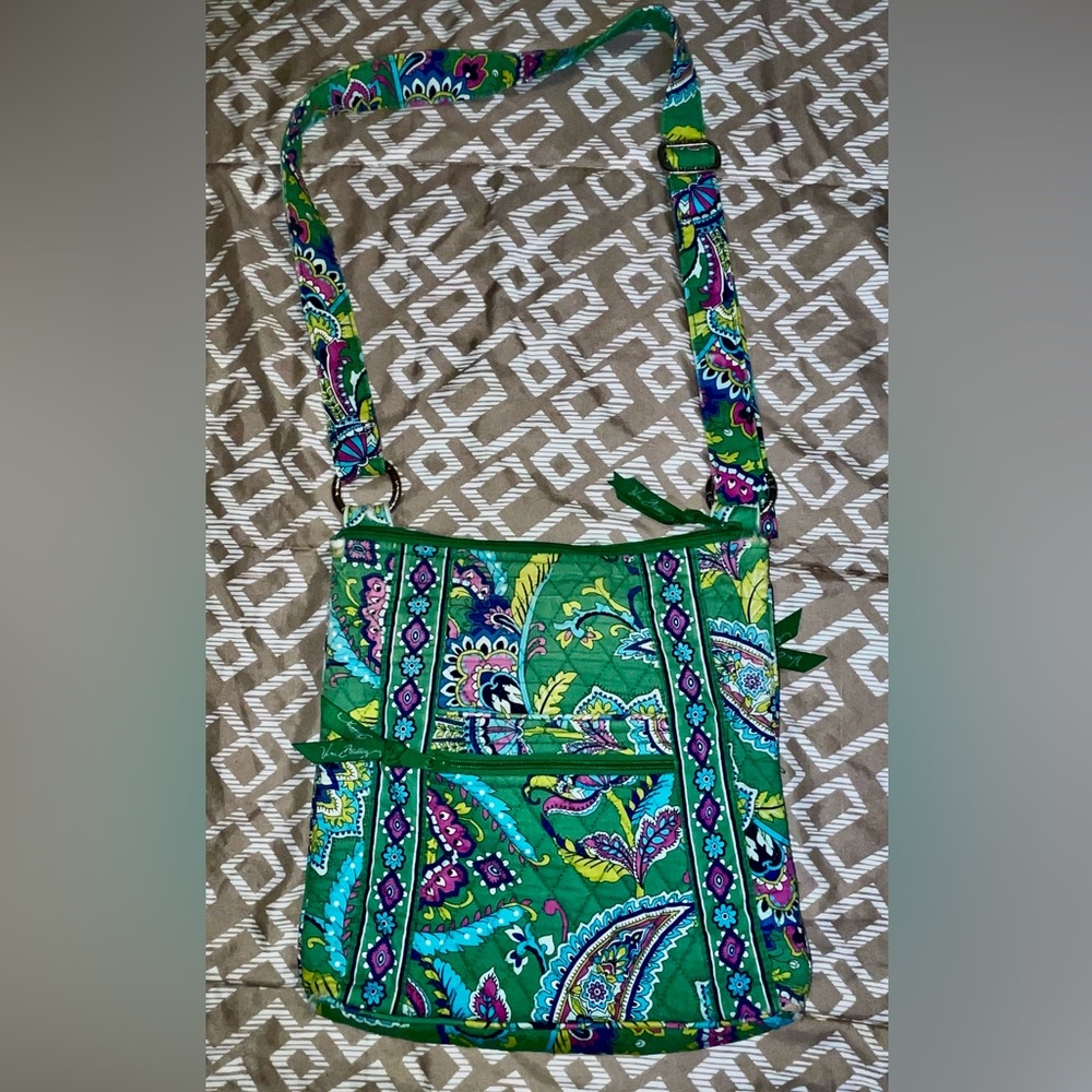 Vera Bradley Vibrant Green and Purple Crossbody Bag